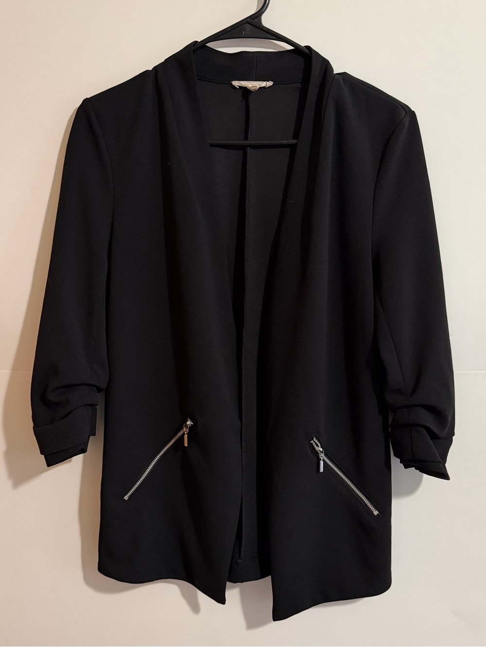 Maurices Black Open-Front Blazer with Zipper Pockets
